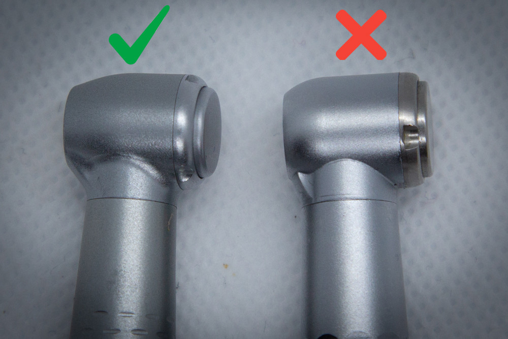 Eredeti és hamis W&H turbina fejméretének összehasonlítása