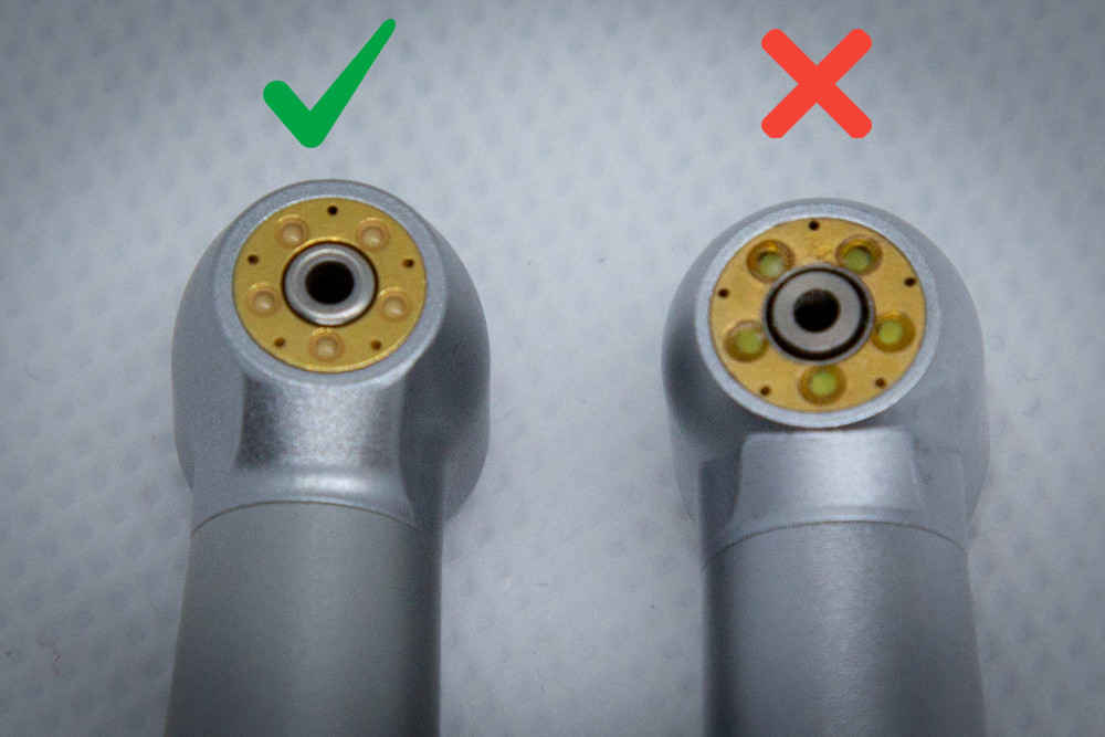 Eredeti és hamis W&H turbina világításának összehasonlítása